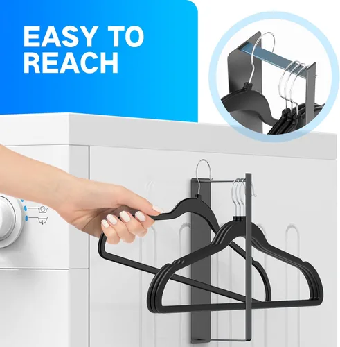 Miniatura 3 de Potente organizador magnético apilador, fácil de instalar para secadora y lavadora, soporte de suspensión que ahorra espacio para tu cuarto de Negro
