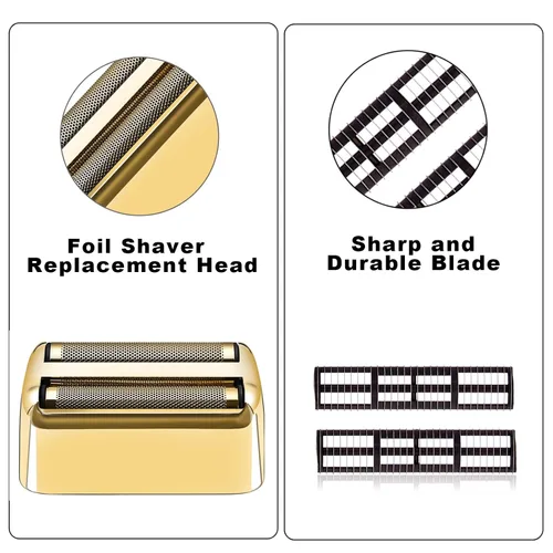 Lámina de repuesto y cortador para máquinas de afeitar Babyliss Pro MetalFX de doble lámina, 2 unidades, color dorado