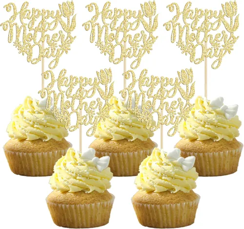 Miniatura 22 de Gyufise 1 paquete de decoración para pastel del día de la madre, la mejor mamá del mundo, con flores de mariposa, decoración de pastel de cumpleaños