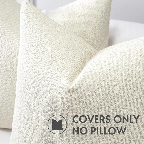 Miniatura 4 de OTOSTAR Paquete de 2 fundas de almohada cuadradas con textura de boucle, fundas de almohada cuadradas, acogedoras y suaves, decorativas, para sofá