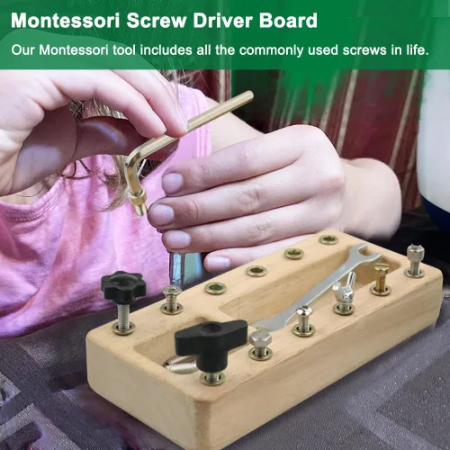 Miniatura 4 de Inslat Montessori - Juego de tablero de destornillador, herramienta de juguete Montessori de madera para niños de 3, 4 y 5 años, tablero