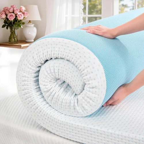 Miniatura 11 de SyMax Cubrecolchón de espuma viscoelástica, con infusión de gel, transpirable, para dormitorio, certificado CertiPUR-US, 3 pulgadas
