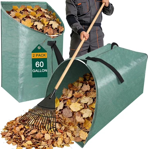 Miniatura 8 de Colector de hojas grandes de 60 galones, bolsas de césped y hojas estilo recogedor, bolsas de basura plegables para patio, fácil almacenamiento
