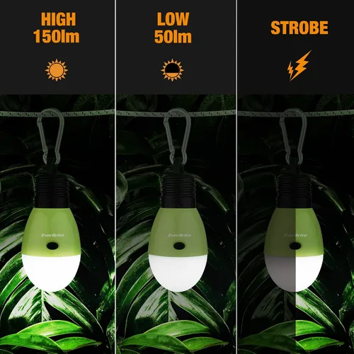 Miniatura 4 de EverBrite Luz de campamento recargable, linterna portátil para tienda, 3 modos de iluminación, bombillas colgantes para tienda de campaña con gancho