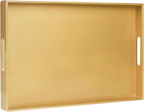 Miniatura 26 de MAONAME - Bandeja decorativa verde oscuro, bandeja de servir redonda de 13 pulgadas con asas, bandejas de plástico para mesa de café, bandejas
