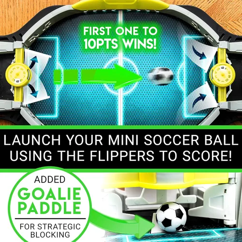 Miniatura 4 de Franklin Sports Mini juego de tiro de fútbol de mesa - Juego de mesa de fútbol estilo arcade para todas las edades- Marcador LED electrónico