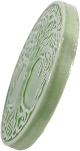 Miniatura 5 de Ebros Gift Wicca Símbolos Sagrados Árbol de la Vida Celta Yggdrasil Medallón Redondo de Cerámica Soporte de Varilla de Incienso, Quemador de Plato