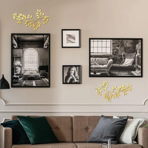 Miniatura 4 de Hotop 2 Piezas Decoración de Pared de Metal con Hojas de Árbol, Rama de Olivo con Vid, Arte de Pared de Hierro Forjado con Esculturas en Espiral