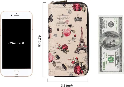 Miniatura 6 de HAWEE - Cartera para teléfono celular, con dos cierres y correa larga extraíble para la muñeca, para mujer