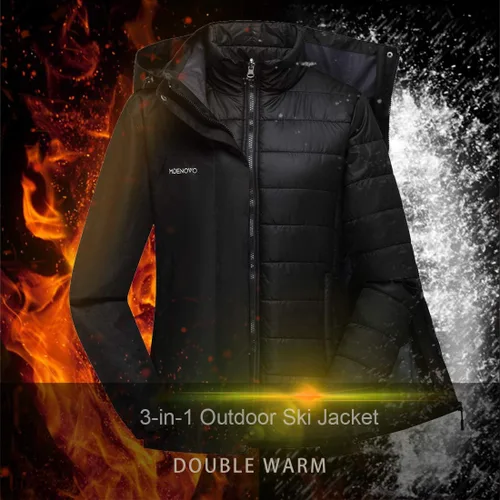 Miniatura 7 de MDENOVO Chaqueta de esquí 3 en 1 para mujer, impermeable, para invierno, para snowboard, montaña