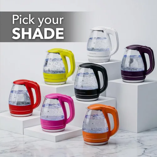 Miniatura 8 de OVENTE Hervidor Eléctrico, 1.5L de Vidrio de Borosilicato para Encimera, Calentador y Hervidor de Agua para Café o Té, Libre de BPA, Apagado Naranja