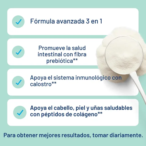 Miniatura 7 de Vital Proteins® Colágeno avanzado + calostro + fibra prebiótica, 0.08 onzas de péptidos de colágeno VERISOL®, apoya la salud intestinal