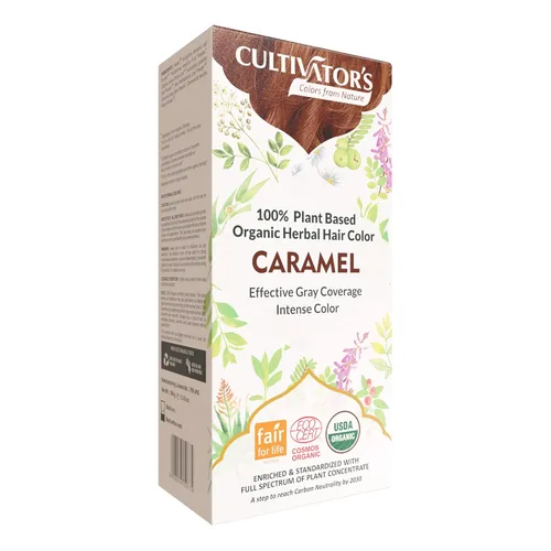 Cultivator's Polvo orgánico para colorear el cabello, fórmula natural a base de plantas sin amoníaco para mujeres y hombres (caramelo), 3.53 oz