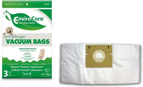 EnviroCare Bolsas de polvo de repuesto para aspiradora con filtración de alérgenos diseñadas para adaptarse a aspiradoras Hoover Style "S" Futura,