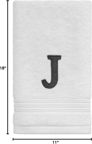 Miniatura 4 de Avanti Linens - Toalla de dedos, algodón suave y absorbente, decoración de baño bordada (colección de monogramas, inicial J)