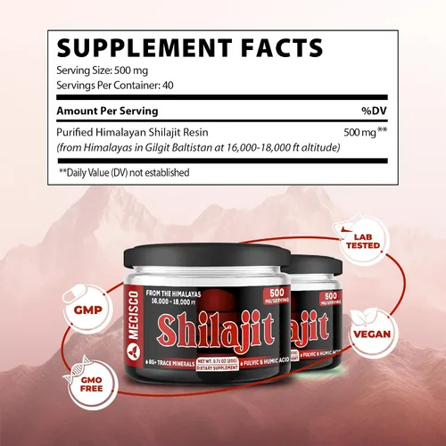 Miniatura 3 de Shilajit orgánico puro del Himalaya, 2 paquetes de 0.7 onzas (0.71 oz), el suplemento Shilajit contiene fúlvico, ácido húmico natural y más de 85