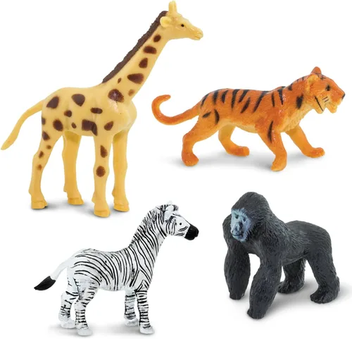 Miniatura 4 de Caja Safari Ltd con 12 animales de la jungla, incluye jirafa, oso pardo, tigre, camello, león, cocodrilo, gorila, hipopótamo, rinoceronte, cebra