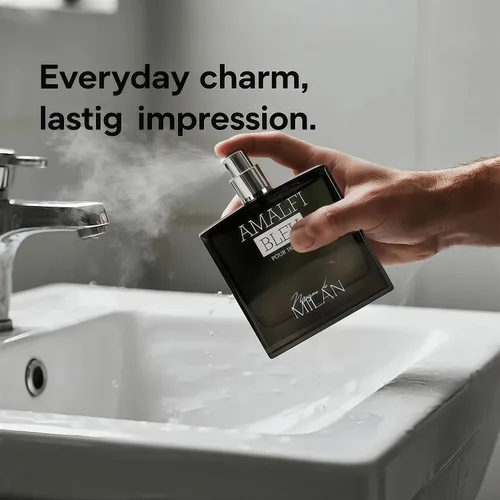 Miniatura 4 de Fragancia en espray prémium para hombre, 3.4 fl oz, Eau de Parfum, madera ámbar de larga duración, cítrico, picante, aroma cálido para el uso diario