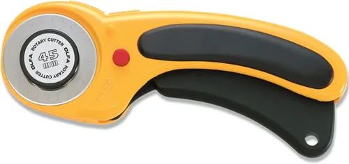 OLFA 45mm Cortador giratorio ergonómico (RTY-2/DX) - Cortador giratorio de tela con cubierta de cuchilla y gatillo de presión para acolchado,