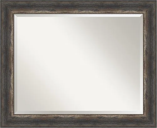 Miniatura 26 de Amanti Art Brown Wall Mirror 25x21 Bark Rustic Char Rectangle Bathroom Mirror for Wall Decor Living Room, Small Rustic Farmhouse Frame, Hangs