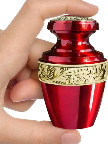 Miniatura 9 de Urna roja clásica para cenizas para adultos, hombre o mujer, urnas de cremación grandes para cenizas humanas, urna funeraria conmemorativa