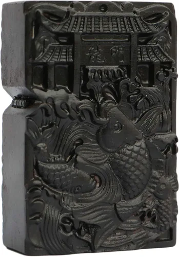 Miniatura 9 de Carcasa exterior tallada en madera negra de ébano natural para kit de inserción Zippo (Kwan Yin Goddess Dragon Phoenix)
