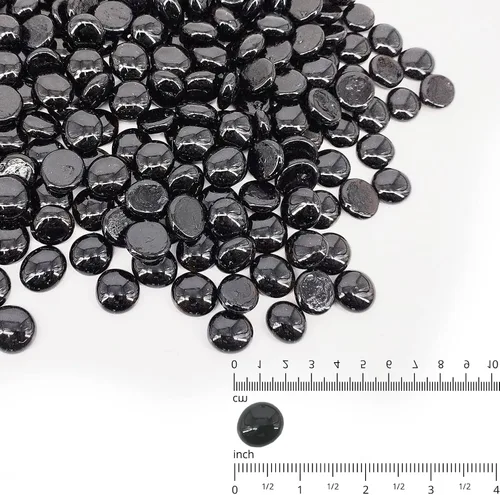 Miniatura 2 de Cuentas de vidrio de fuego de 19 libras para hoguera de 1/2 pulgada, rocas de vidrio templado negro ónix Cuentas de vidrio negro ónix