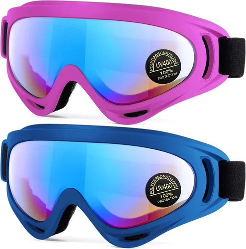 Miniatura 9 de MAMBAOUT Paquete de 2 gafas de esquí de nieve, gafas de snowboard para hombres, mujeres, jóvenes, niños, niños o niñas