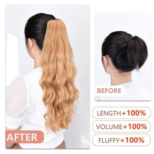 Miniatura 125 de Extensiones de cola de caballo de cabello rubio, extensiones de cola de caballo para mujer, pinza de extensiones de cabello rizado de 12 pulgadas