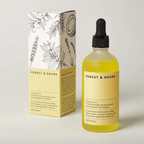 Miniatura 7 de Forest & Shore Aceite para el crecimiento del cabello, 100% natural, con cafeína, biotina, ricino, argán y romero, suero eficaz para cabello dañado