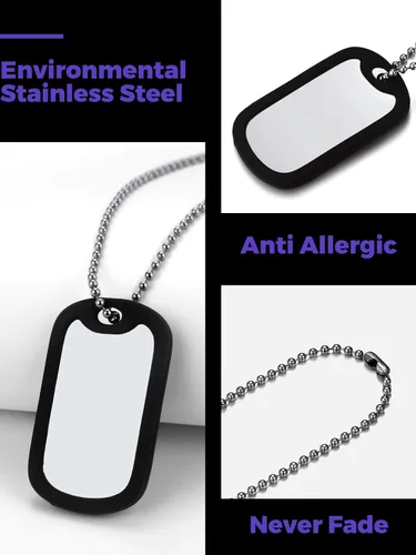 Miniatura 7 de Richsteel - Placa de identificación estilo Hip Hop militar para collar, fibra de carbón, colgante de bibliabala, para mujeres y hombres joya