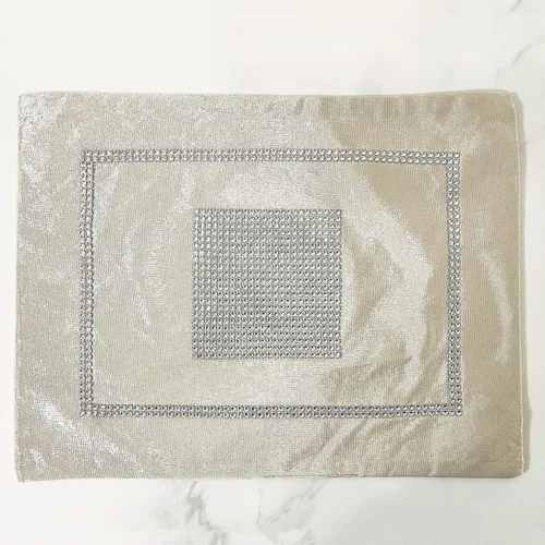 HeMiaor Juego de 4 manteles individuales de lujo con tiras de diamantes de imitación para decoración del hogar, bodas, fiestas, 12 x 16 pulgadas,