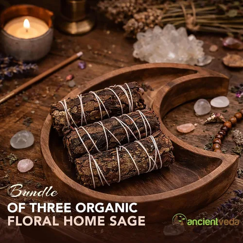 Miniatura 4 de Ancient Veda Manojos de salvia negra de 4 pulgadas con guía de inicio, salvia floral orgánica para limpieza del hogar, paquete grande de palos