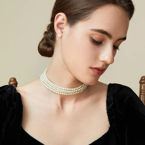 Miniatura 2 de BABEYOND - Collar de gargantilla de perlas de imitación redondo, collar estilo años 20, accesorios para fiesta temática Gatsby