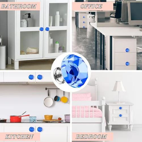 Miniatura 4 de Jetec 20 piezas tiradores de cristal para cajones pomos de gabinete 30mm pomos de diamante para aparador para cajones de aparador cocina estantería