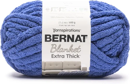 Miniatura 17 de Bernat - Hilo para manta extra grueso color niebla azul - 1 paquete de 21.12 oz/598.74 g - 100% poliéster - #7 Jumbo - 72 yardas - Hilo grueso