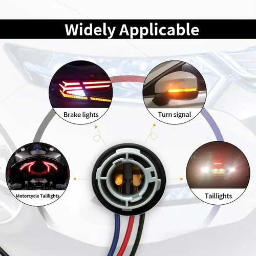 Miniatura 6 de 2 piezas de enchufe de zócalo de bombilla LED 1157, zócalo de luz de freno de señal intermitente impermeable, luz trasera, conector de enchuefe