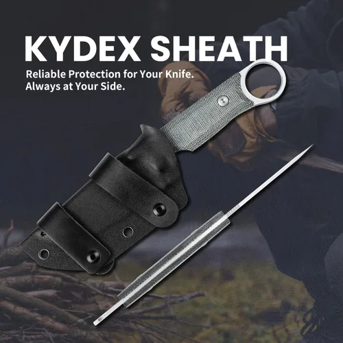 Miniatura 4 de Cuchillo de hoja fija Kizer Cabox de 3.35 pulgadas de acero D2, cuchillo de caza con mango de micarta y funda, navaja de bolsillo 1048A1