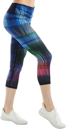 COOLOMG Pantalones de yoga para mujer, mallas capri para correr, leggings de tiro bajo, entrenamiento, gimnasio con bolsillos ocultos