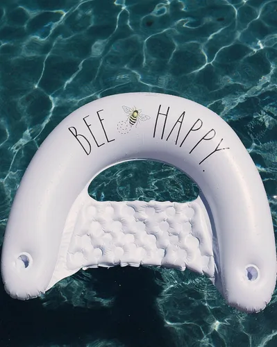 Miniatura 3 de Coconut Float Tumbona Rae Dunn x Chill – ¡Nuevo! Bee Happy Theme – Silla inflable multiusos para adultos – Versátil para montar en fiestas de verano