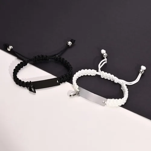 Miniatura 6 de VNOX Pulsera personalizada con nombre, fecha, cita, amistad, pareja, hecha a mano, cuerda trenzada, regalo de aniversario, Navidad, para él y ella