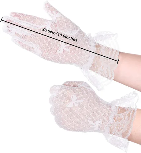 Miniatura 3 de SATINIOR Ladies Lace Gloves for Women Tea Party Elegant Mesh Dress up Gloves for Halloween Prom Cosplay Opera Parties Wedding