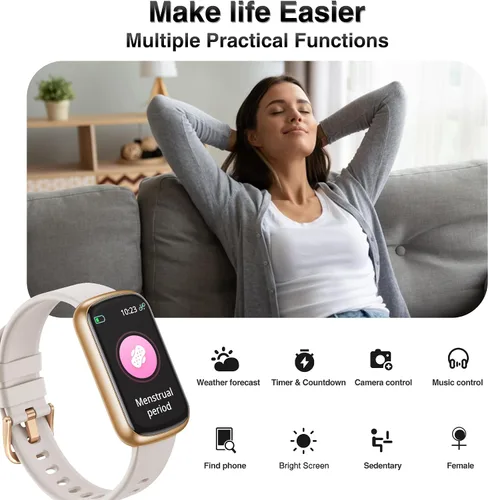 Miniatura 5 de Rastreador de actividad física, relojes inteligentes para mujeres y hombres con monitor de frecuencia cardíaca 24/7/presión arterial/oxígeno