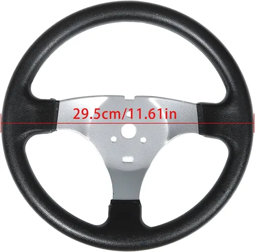 Miniatura 2 de munirater Kit de acero para volante de 11.811 in, piñón de engranaje de 12.598 in, eje ajustable, repuesto para Go Kart de 110 CC