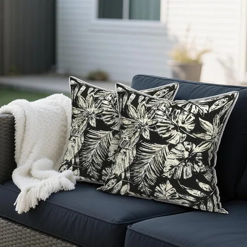 Miniatura 958 de Juego de 2 almohadas para exteriores de 16 x 16 pulgadas, repelentes al agua con interiores, para muebles de patio, hogar, jardín, geometría bohemia