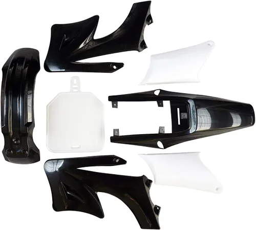 TDPRO Kit completo de carenado de plástico para guardabarros para Apollo Orion 110cc 125cc 150cc Pit Dirt Bike (4 negro + 3 blanco)