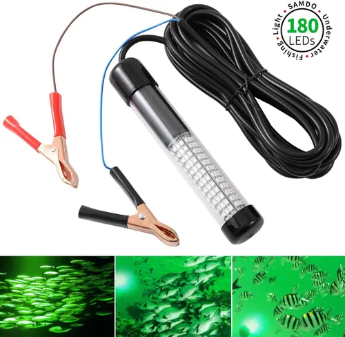 Miniatura 2 de SAMDO IP68 Lámpara LED submarina de 12V para pesca, luz de 1080 lúmenes que atrae peces, luz para pesca nocturna de 10.8W Verde