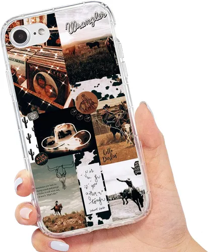 Miniatura 2 de Funda compatible con iPhone 7/8/SE del oeste, funda de collage estético retro vaquera country chic collage para hombres y mujeres, regalo a prueba
