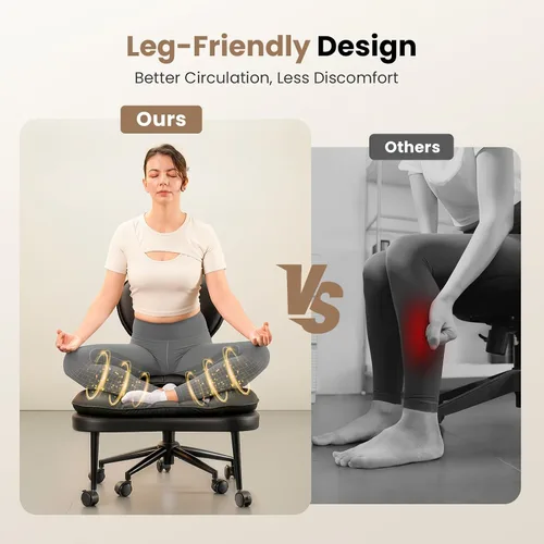 Miniatura 4 de Silla de oficina extra ancha y alta con patas cruzadas, asiento de nube profundamente acolchado, soporte ergonómico para respaldo, altura ajustable