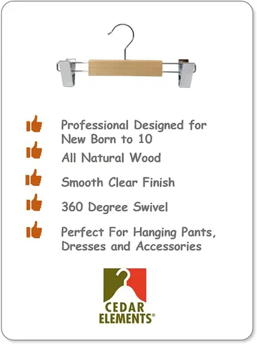 Miniatura 6 de Perchas para niños (madera natural, perchas para pantalones para niños NB-10)